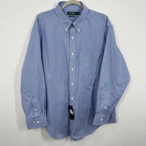 Lauren Ralph Lauren Mens Blue Micro Gingham Classic Fit Non Iron Dress Shirt NWT - Picture 1 of 8