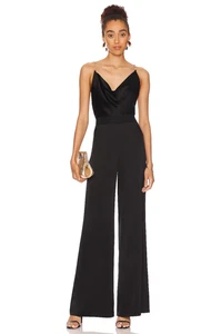 Alice & Olivia NWT Riska Cowl Neck Chain Strap Jumpsuit in Black Size 6 MSRP$550 - Picture 1 of 8