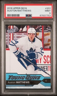 2016 Upper Deck Auston Matthews Young Guns #201 PSA 9 Toronto Maple Leafs - Imagem 1 de 2