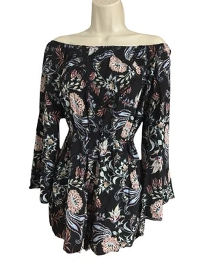 Mameluco Xhilaration Junior Multicolor Estampado Floral Fuera del Hombro Talla Pequeña Foto 1 de 4