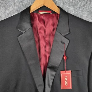 NWT IZOD Men's Black 2 piece Tuxedo Blazer Coat Jacket 48R Pants 39W x 29.5L NEW - Picture 1 of 24