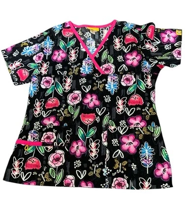 Scrubs Top WonderWink Modern fit Women Small New With Tag V Neck Floral - Image 1 of 4