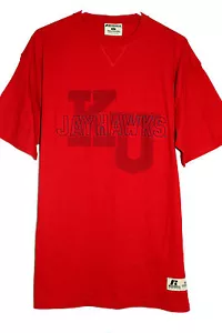 NWT Kansas Jayhawks KU Classic Dual Center Logo Pro Cotton T Shirt - Men's LG - Picture 1 of 3