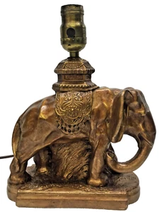 1920s Elephant Lamp Base Circus Animal Chalkware for Beaded Shade Ready to Use - Picture 1 of 10