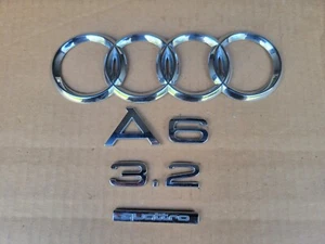 🔥 05 06 07 08 09 10 11 AUDI A6 3.2 REAR TRUNK LID CHROME EMBLEM LOGO BADGE SIGN - Picture 1 of 1
