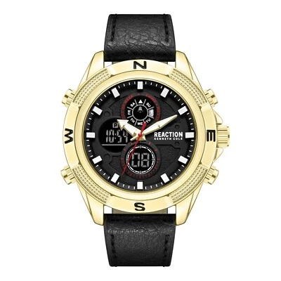 Kenneth Cole Reaction Men's Analog Digital Watch Leather Strap KRWGD7006104 - Image 1 of 2