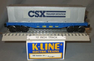 K-Line 6613 CSX Transportation Flatcar w/ Container O/027 ga. wks w/ Lionel 1988 - Picture 1 of 10