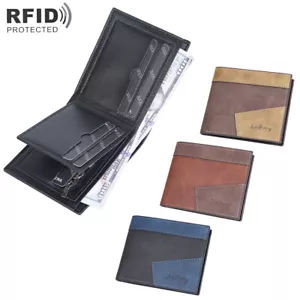 Men RFID Leather Bifold Wallet Credit Card Holder with ID Window Zip Coin Pocket - Picture 1 of 20