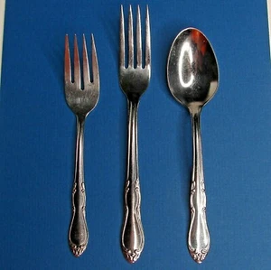Homestead Spoon Fork Oneida Simeon L George H Rogers Stainless Flatware 3 Piece - Picture 1 of 5