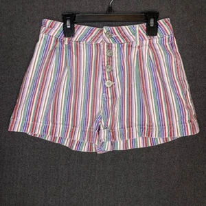 BDG Shorts Women's 2 Multicolor Colorful Striped Button Up 2" Inseam - Picture 1 of 7