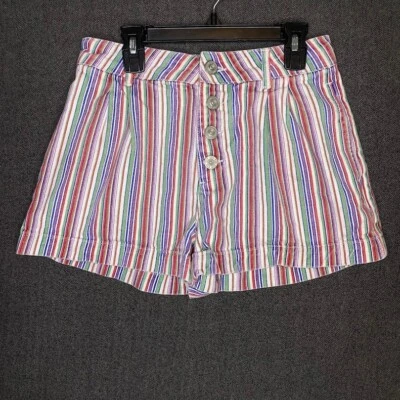 Pantalones Cortos BDG Para Mujer 2 Multicolor Colorido Rayas Abotonadas 2" Entrepierna  Foto 1 de 4