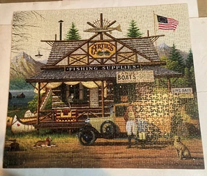 CHARLES WYSOCKI 1000 piece puzzle PROUD LITTLE ANGLER Hasbro COMPLETE - Picture 1 of 3
