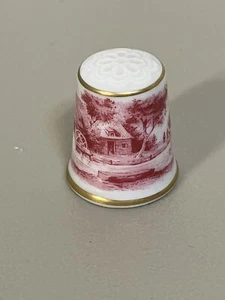 Vintage Kaiser W Germany Porcelain Thimble Water Wheel Mill Gold Trim - Picture 1 of 6