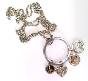 ✅ ☮ Vintage~Hippy~Peace~Charm Necklace~36 inch ☮ - Picture 1 of 11