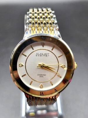 August Steiner Diamond Luxury Ladies Gold/Silver Tone Quartz Analog Watch WR - Image 1 of 4