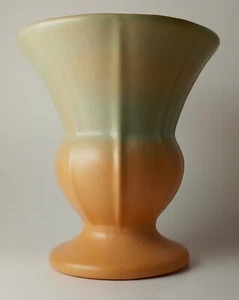 VTG 1930's Rumrill Red Wing Pottery Art Deco Style Peach & Light Green Vase #355 - Picture 1 of 7
