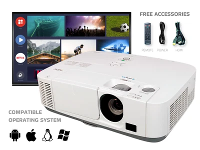 NEC P401W 3LCD Projector Corporate & Education 4000 ANSI HD 16:10 WXGA HDMI USB - Image 1 of 4