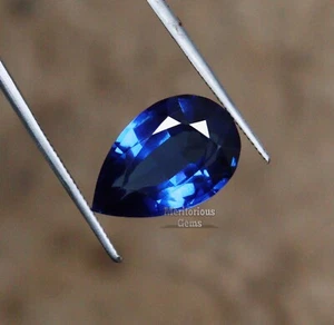 Piedras preciosas sueltas 9,32 quilates en forma de pera azul zafiro natural CERTIFICADAS - Imagen 1 de 7