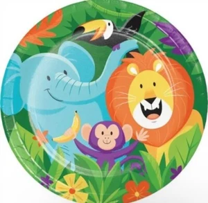 Jungle Safari 9 Inch Paper Plates 8 Pack Jungle Birthday Party Tableware - Picture 1 of 2