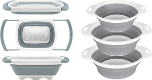 Collapsible Colander Strainer Set of 4-1 PC 6 Quart Expandable 2 PC 4 Quart(1 Ga - Picture 1 of 8