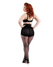 Pamela Mann UK Black Fishnet Seamed Tights: sexy Italian plus sizes alt emo goth
