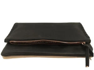 SOLE SOCIETY NORDSTROM RIFKIE BLACK FAUX LEATHER FOLDOVER CLUTCH PRE-OWNED - Picture 1 of 6