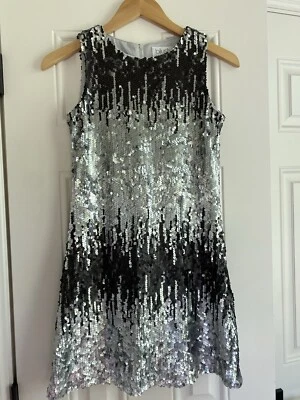 Blush by US Angels Sequin Sheath Dress Black and Silver Girls Sz 14 - Image 1 of 4