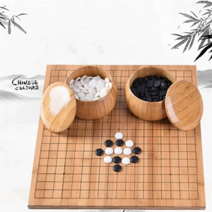 Go Chess Bamboo Board Chinese Traditional Game Go Weiqi Black White Chess Set - Picture 1 of 9