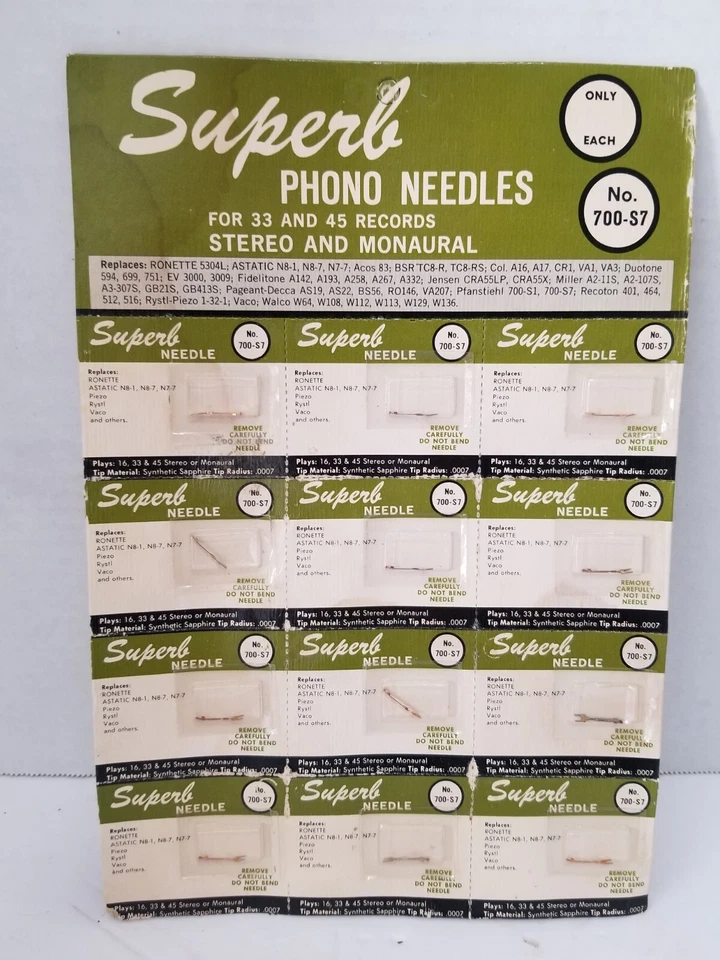 700-S7 Superb NEEDLE STYLUS for Astatic N8-7 Ronette Piezo Rystl Vaco lot of 12 - Image 1 of 4