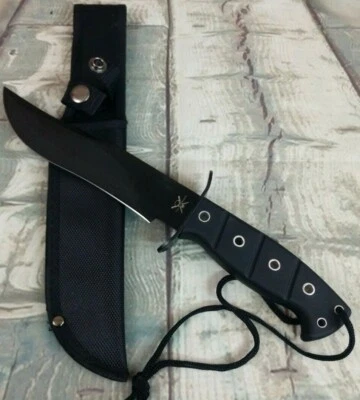 Cuchillo de hoja táctica de supervivencia Bowie de acero inoxidable negro Frost Cutlery Tac Xtreme 12" Foto 1 de 4