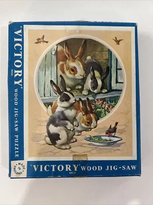 Vintage Victory Wood Jig-Saw Puzzle 20 Pieces Made in England Rabbits - Image 1 of 4