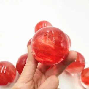 40-50 mm pietra fusa rossa naturale cristallo sfera sfera energia Reiki decorazione - Foto 1 di 12