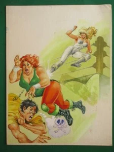WRESTLING FRAUEN SEXY BABE LUCHA LIBRE MEXIKANISCHER COMIC COVER KUNST SIGNIERT VON PEGASO - Bild 1 von 1