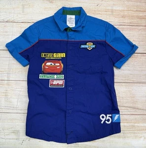 Disney Store Cars Lightning McQueen Button Shirt Boys Size 5/6 - Picture 1 of 6
