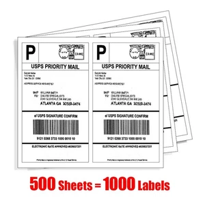 1000 Half Sheet Shipping Labels 8.5x5.5 Self Adhesive 2/Sheet for All Laser - Picture 1 of 4