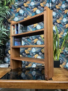 Vintage Solid Teak CD Storage Rack Wall Hanging Shelf Hold Over 58 CDs Media - Picture 1 of 21