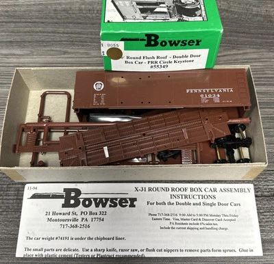 Bowser HO Scale Kit 55349 Round Flush Roof DD Box Car PRR Circle Keystone NIB - Image 1 of 4