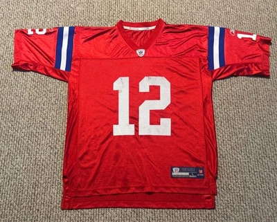 Camiseta roja Reebok NFL Equipment New England Patriots #12 Tom Brady talla L Foto 1 de 4