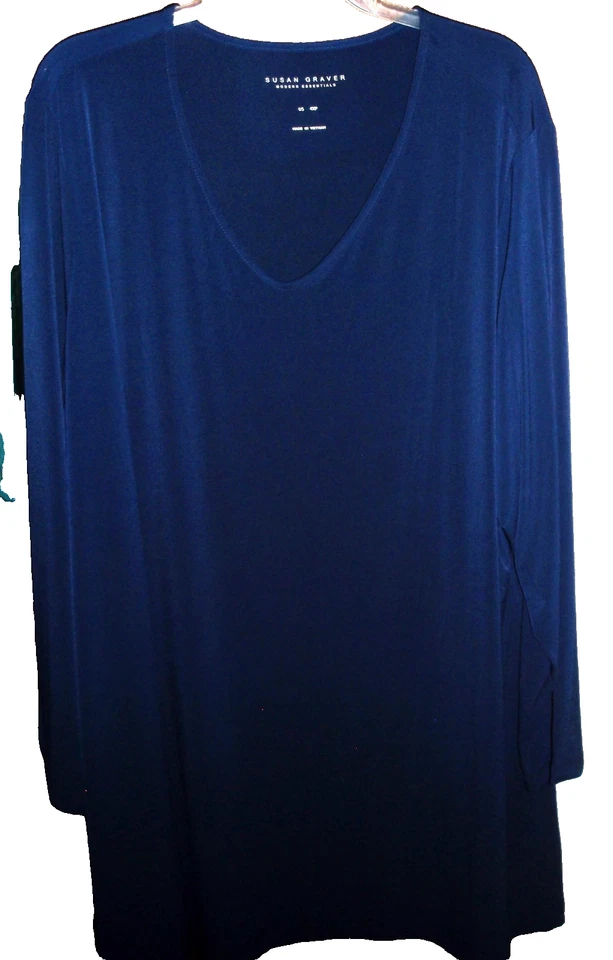 NUEVO SIN ETIQUETAS💥💎SUSAN GRAVER Modern Essentials💎💥Top tejido líquido azul marino Petite Plus 4XP Foto 1 de 1