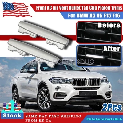 Clip de lengüeta de salida de aire acondicionado delantero para BMW X5 X6 F15 F16 2 piezas molduras cromadas Foto 1 de 4