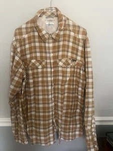 Columbia Shirt Mens XL Beige Plaid Omni-Shade Wicking Vented LS - Picture 1 of 4
