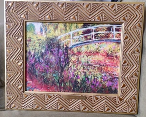 Claude Monet Oil Print, Wood Frame W Name Plate NEW! "Japanese Bridge" - Picture 1 of 7