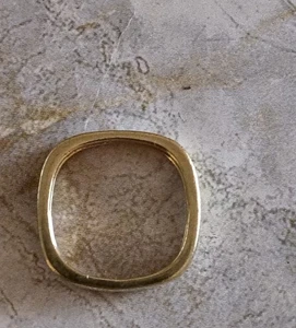 Fede nuziale quadrata vintage PAJ oro lavaggio argento sterling 925 misura 7 - Foto 1 di 6