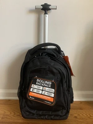 NWT It Luggage Rolling Backpack cabin Size B-Trail  20-1396-05 Black - Image 1 of 4