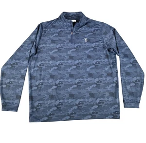Peter Millar Pullover Herren XL Blau Camouflage Quarter Zip Golfpullover 89/11 Stretch - Bild 1 von 9
