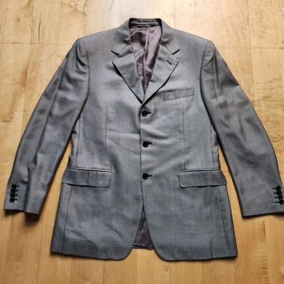 Chaqueta Blazer Canali Fodera Punteada Hombres EE. UU. 40R UE 50R Gris Plata Seda Lana Italia Foto 1 de 4