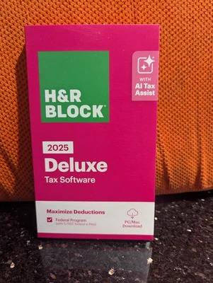 H&R блок налоговое программное обеспечение Deluxe 2025 ПК/Mac без STATRE ключ карта внутри - Изображение 1 из 4