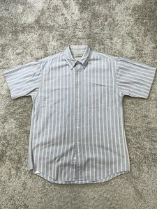 VINTAGE L.L. Bean Shirt Mens Medium Blue Striped Button Down Made in USA 90s - Picture 1 of 10