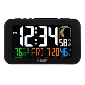 La Crosse Technology Color LED Alarm Clock with USB charging port Black - Picture 1 of 5