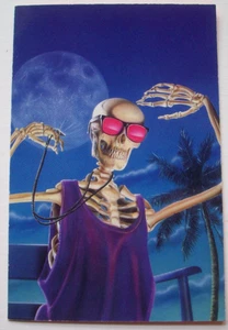 Cool Dude Skeleton unsigned vintage 90's? Halloween greeting card *WW23 - Picture 1 of 3